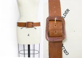 1970s Leather Belt Brown Boho M / L