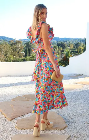 Alexis Midi Dress ~ Bright Begonias