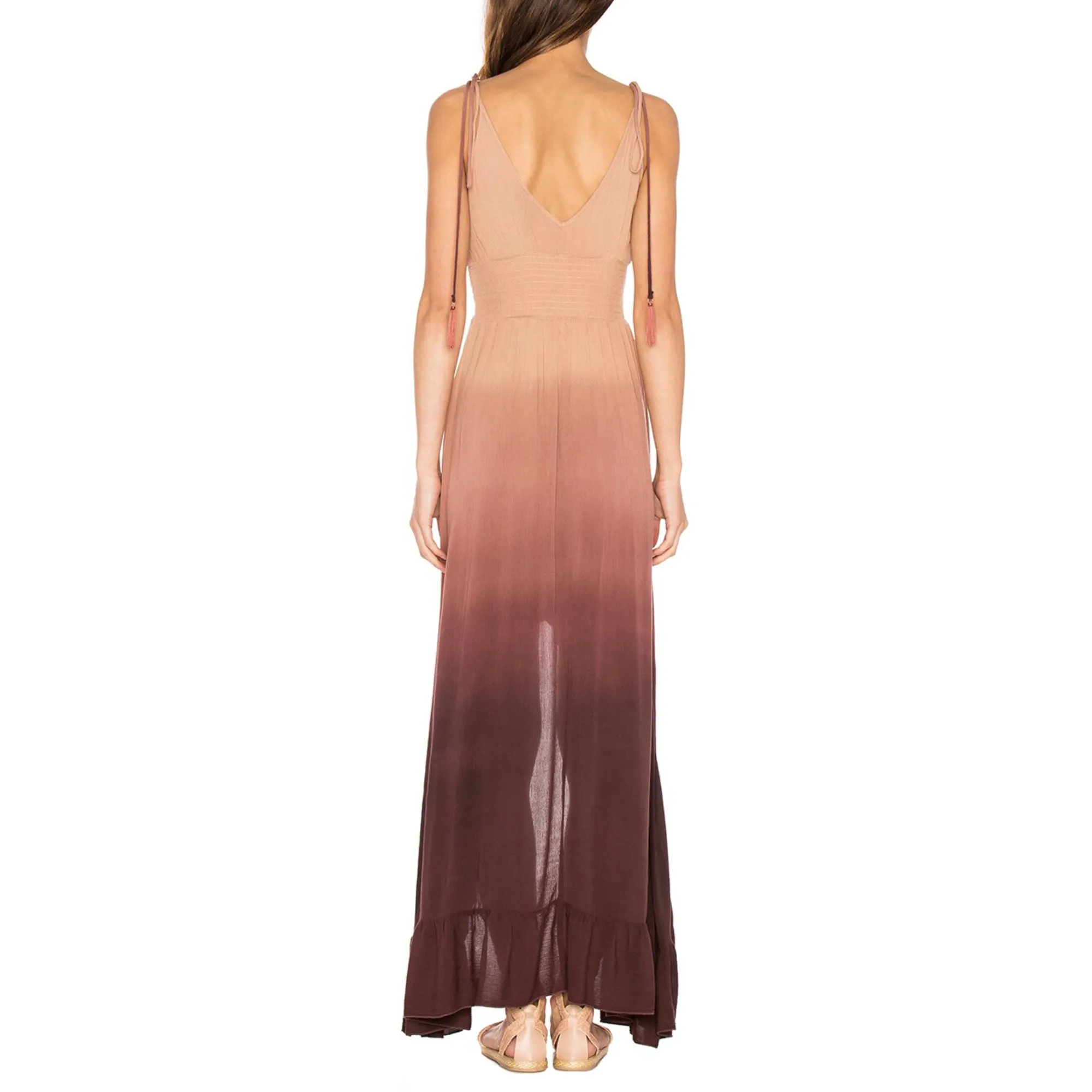 BOHO ME Ombre Ruffle Hi-low Hem Beach Cover Up Maxi Dress