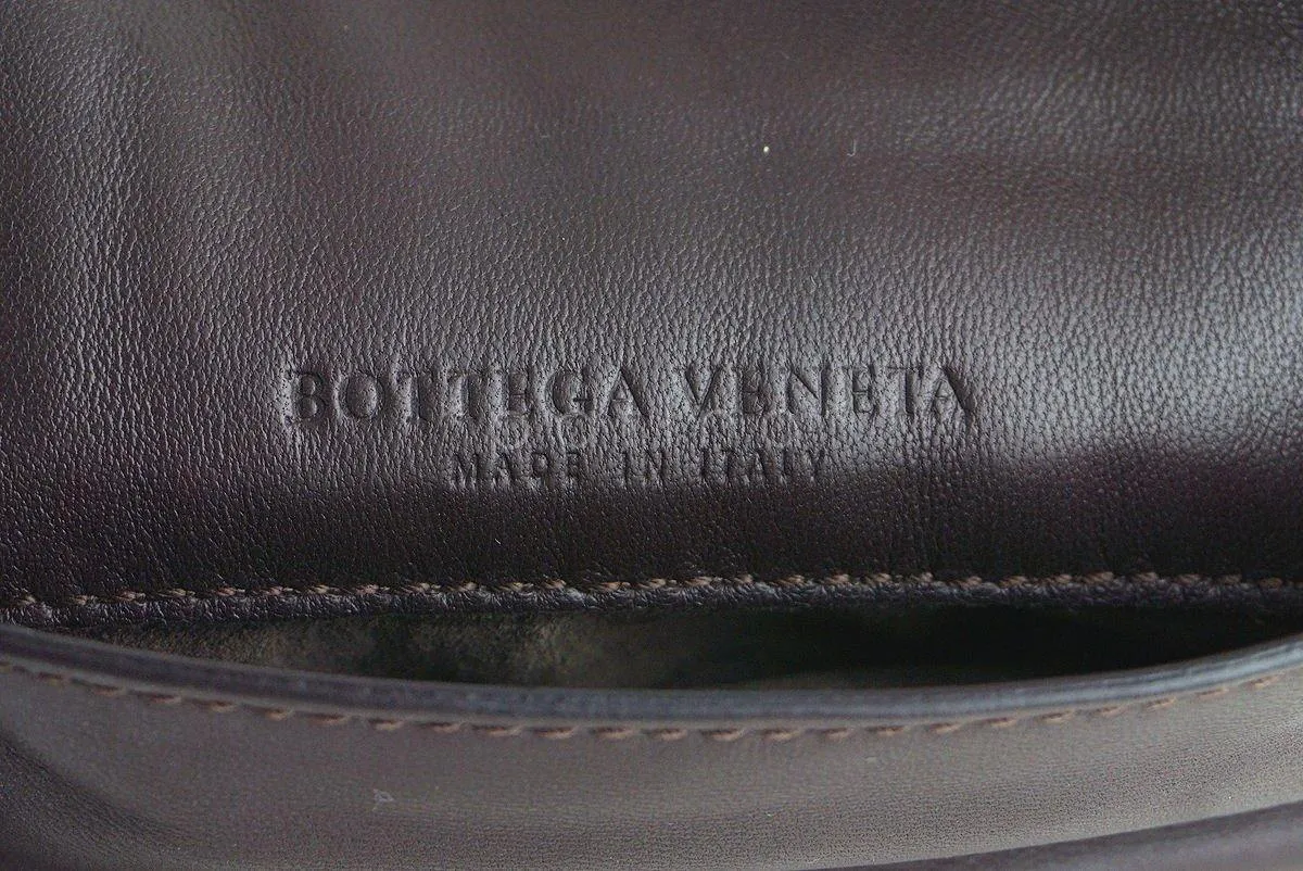 Bottega Veneta Ebano Brown Messenger Bag Woven Lambskin Cross Body