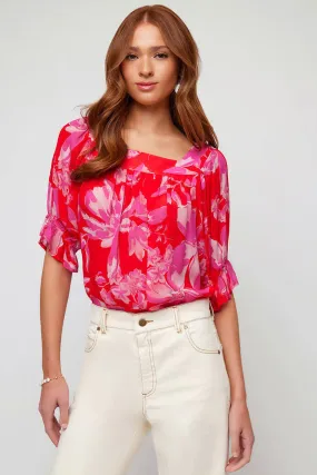 Floral Square Neck Top