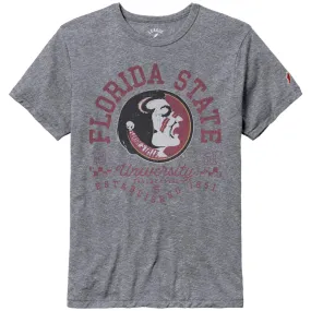 League Men's Vault Florida State University Seminole Logo Design Tri-blend Short Sleeve T-shirt - Fall Heather.