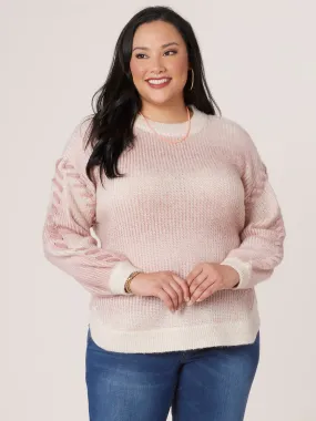 Long Sleeve Mock Neck Striped Whipstitch Detail Plus Size Sweater