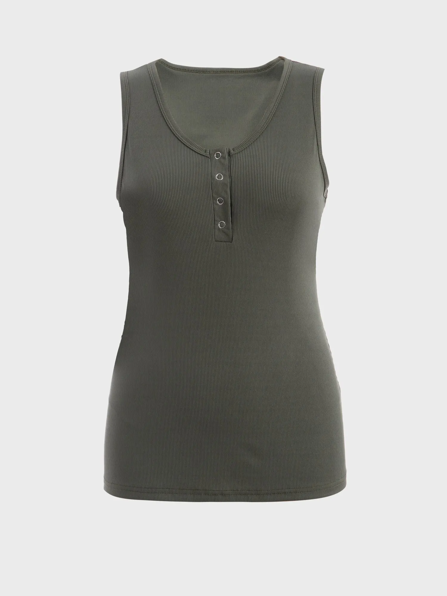 Midsize Freely Half-Button Ribbed Tank Top