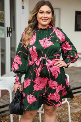 Plus Size  Ruffled Floral Dress