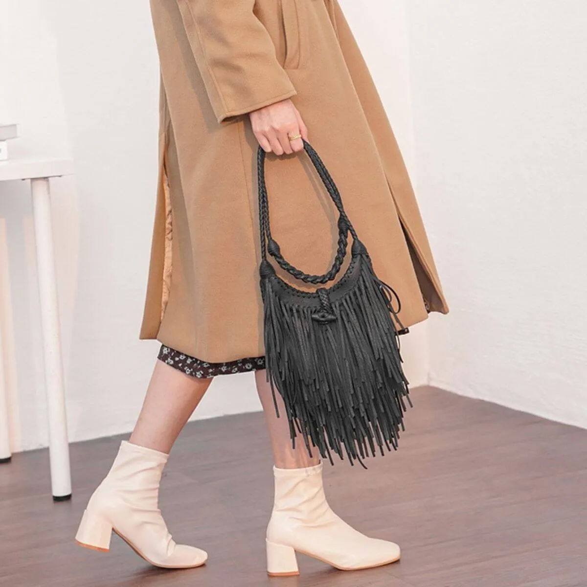 The Tassel Trail - Leather Tassel Crossbody Bag