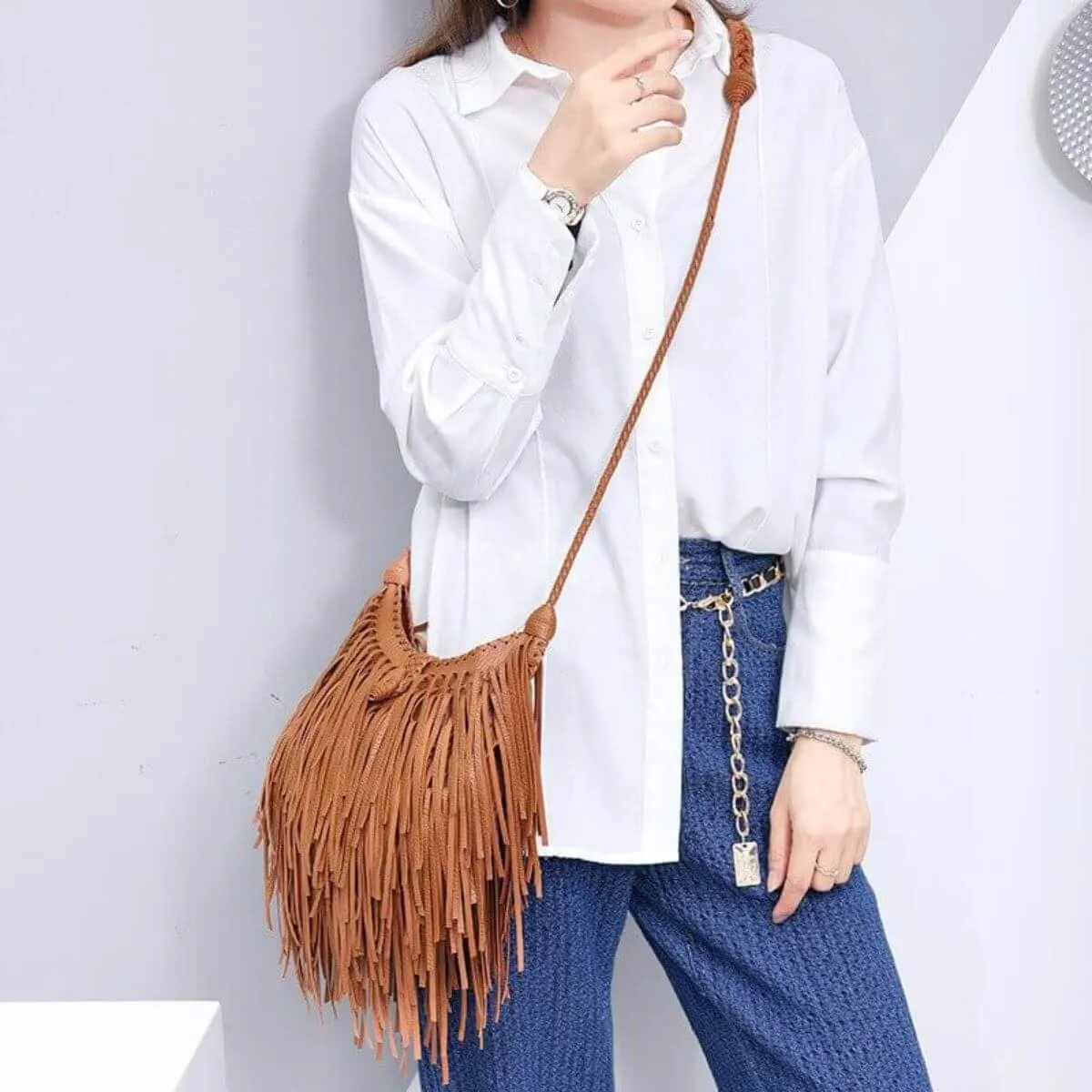 The Tassel Trail - Leather Tassel Crossbody Bag